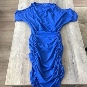 SHEIN Black Ruched Midi Dress